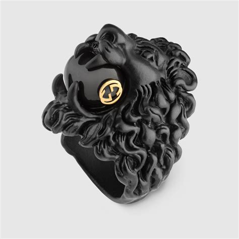 gucci lion head ring with pearl|female gucci lion ring.